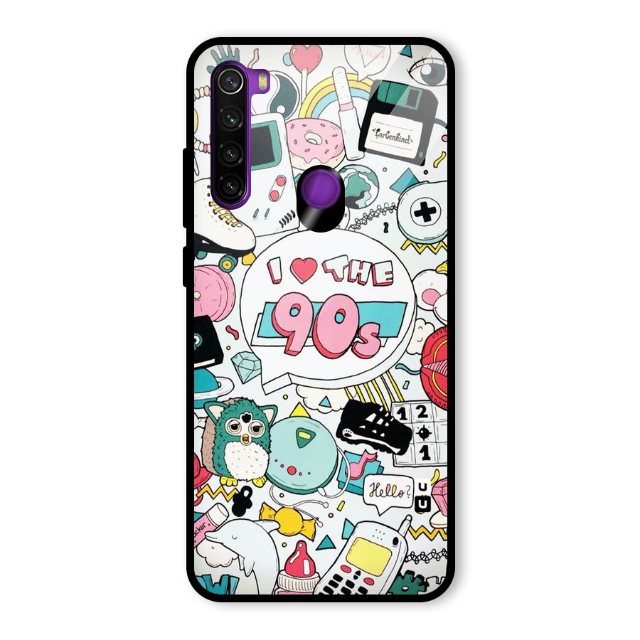 Heart 90s Glass Back Case for Redmi Note 8