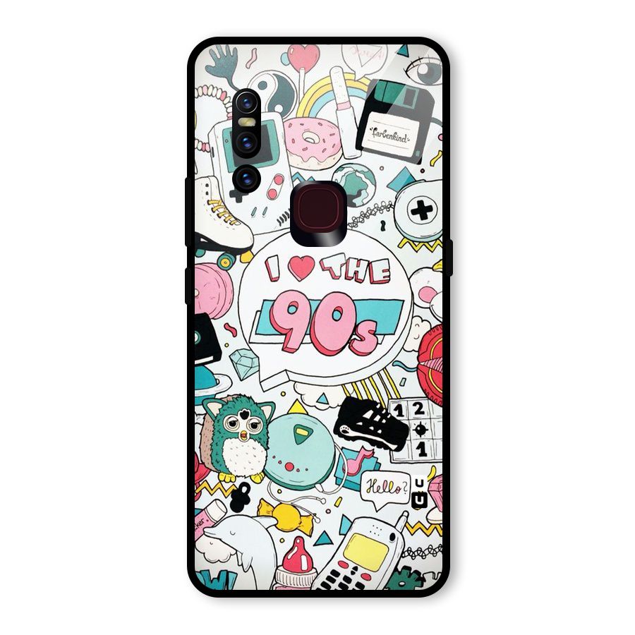 Heart 90s Glass Back Case for Vivo V15