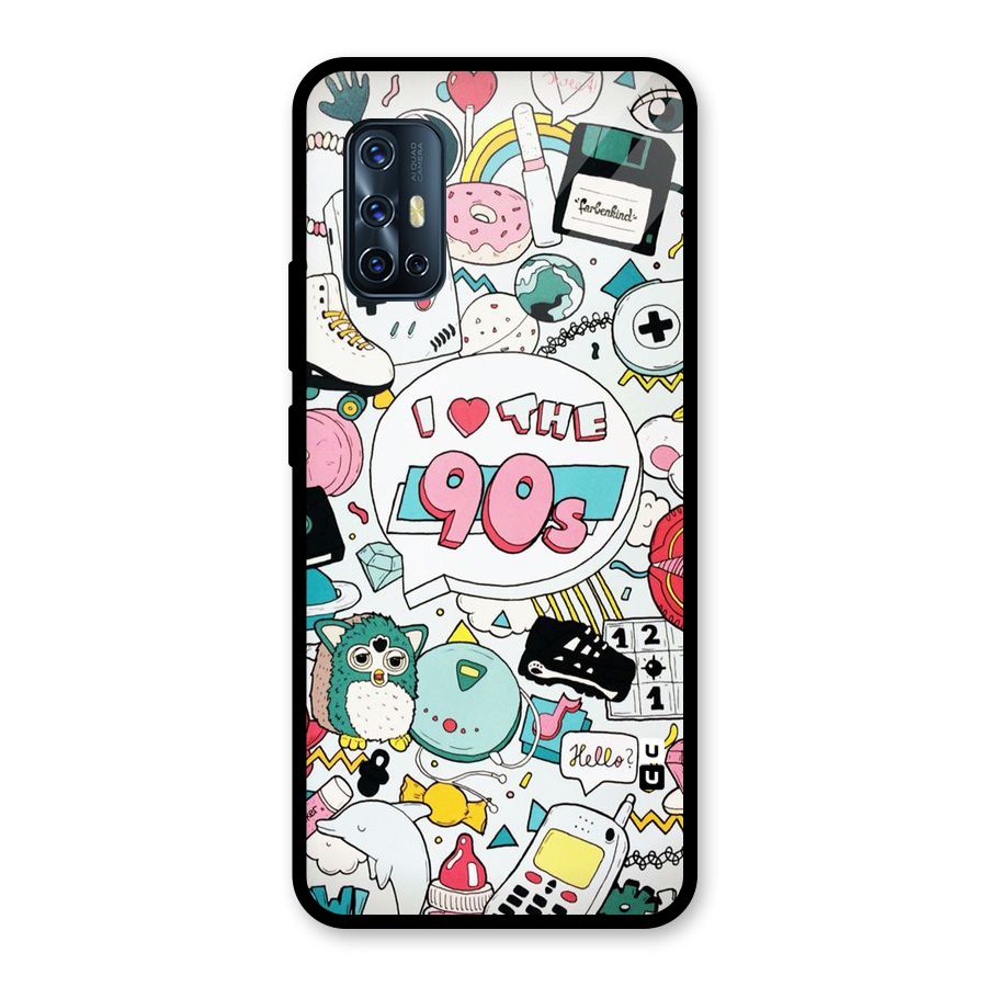 Heart 90s Glass Back Case for Vivo V17
