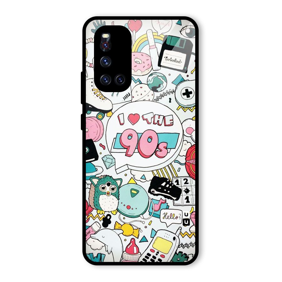 Heart 90s Glass Back Case for Vivo V19