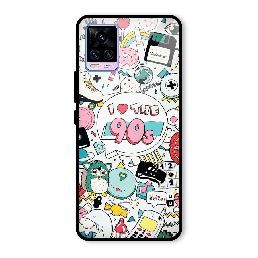 Heart 90s Glass Back Case for Vivo V20 Pro