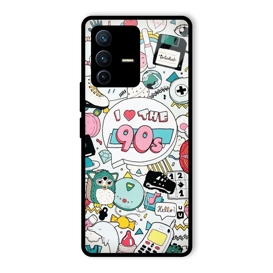 Heart 90s Glass Back Case for Vivo V23 Pro