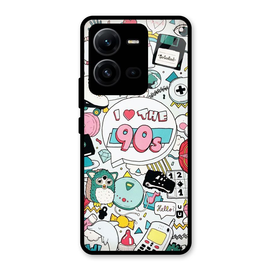 Heart 90s Glass Back Case for Vivo V25
