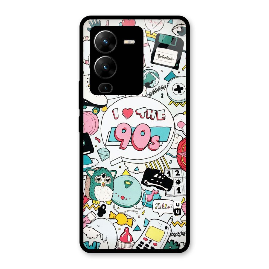Heart 90s Glass Back Case for Vivo V25 Pro