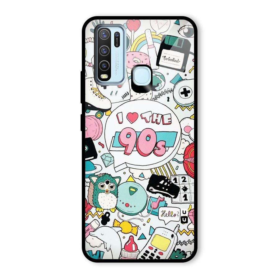 Heart 90s Glass Back Case for Vivo Y30