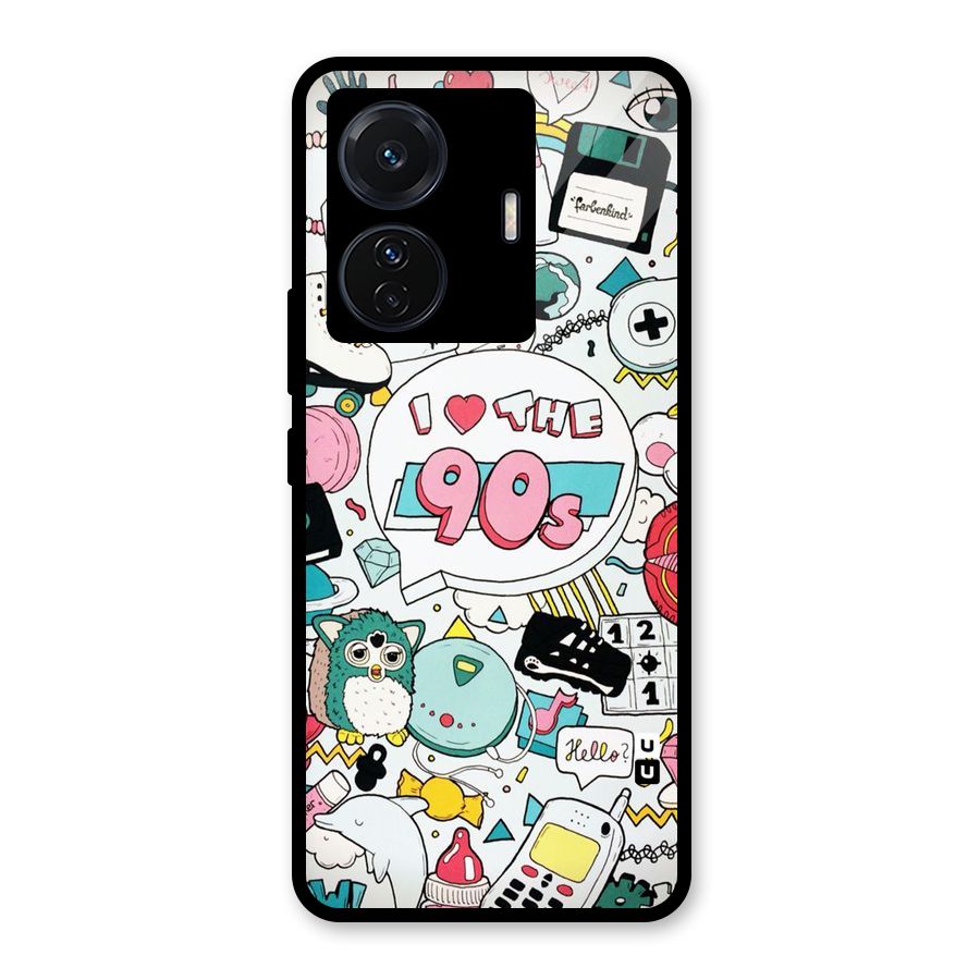 Heart 90s Glass Back Case for Vivo iQOO Z6 Pro