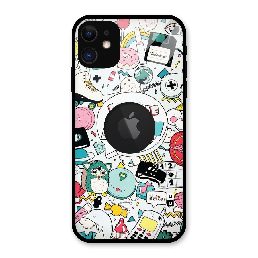 Heart 90s Glass Back Case for iPhone 11 Logo Cut