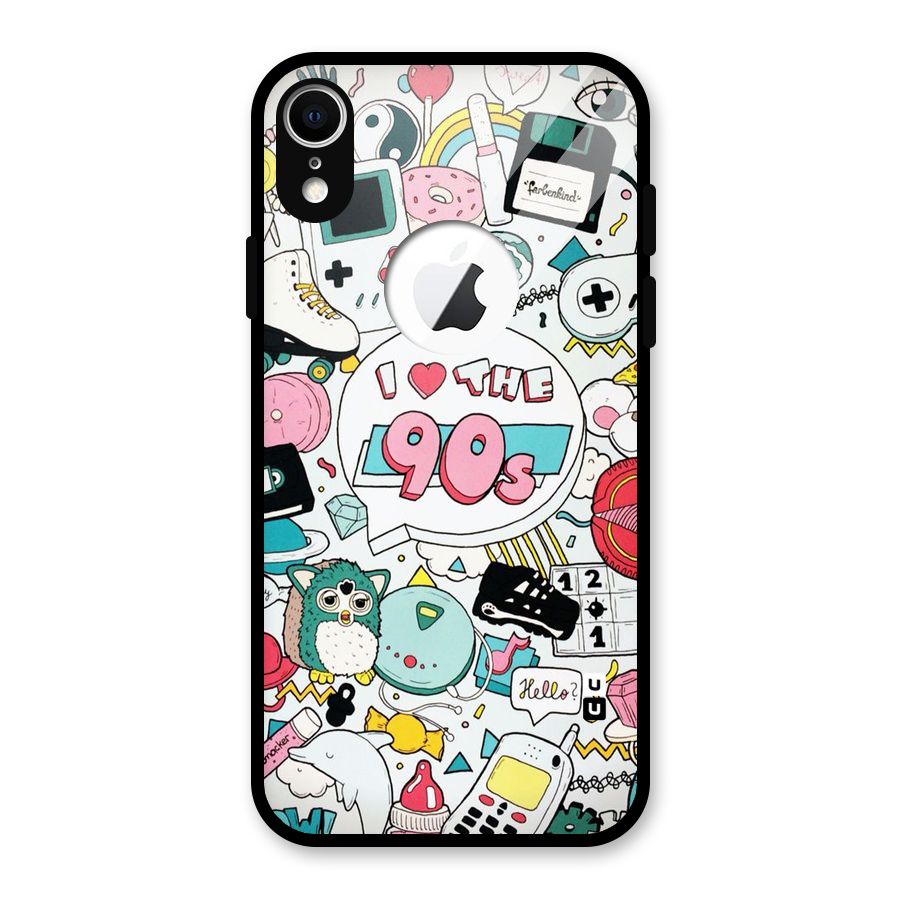 Heart 90s Glass Back Case for iPhone XR Logo Cut