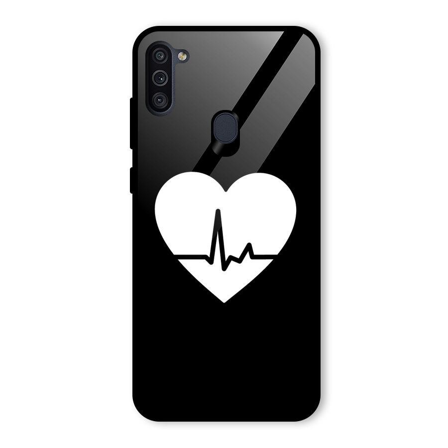 Heart Beat Glass Back Case for Galaxy M11