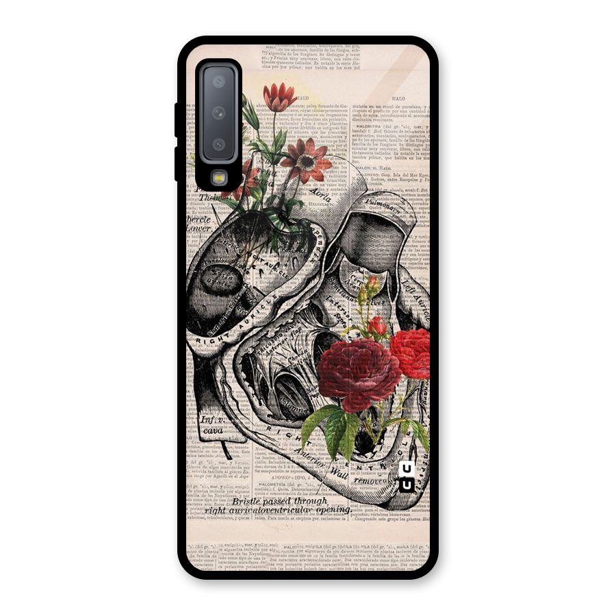 Heart Newspaper Glass Back Case for Galaxy A7 (2018)