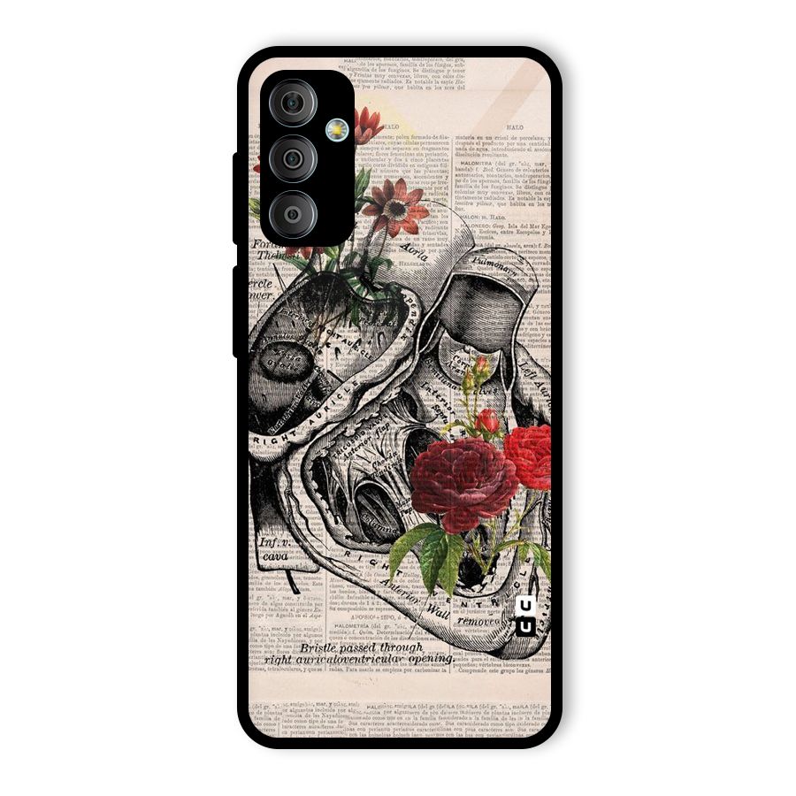 Heart Newspaper Glass Back Case for Galaxy F23