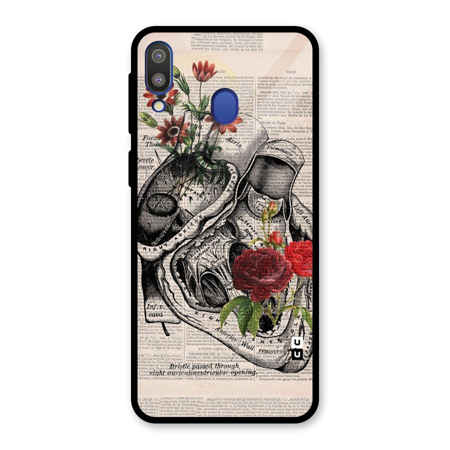 Heart Newspaper Glass Back Case for Galaxy M20