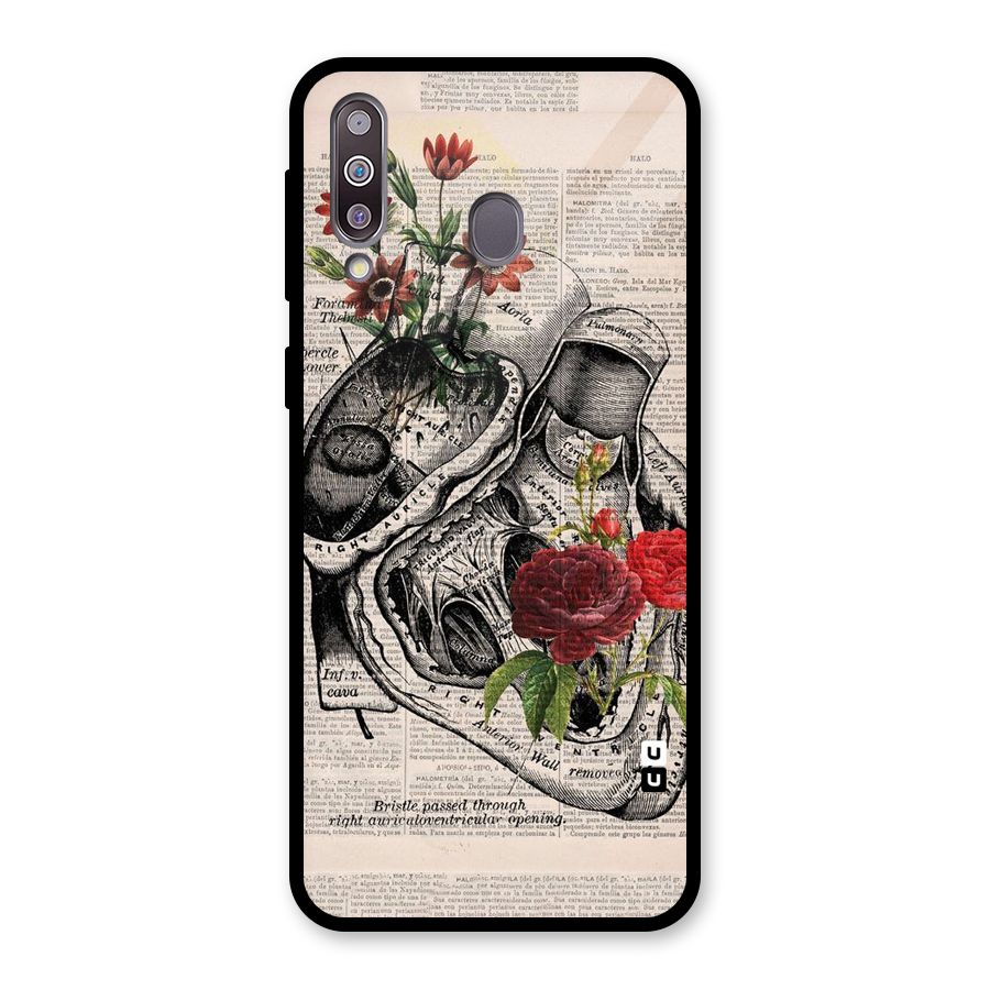Heart Newspaper Glass Back Case for Galaxy M30