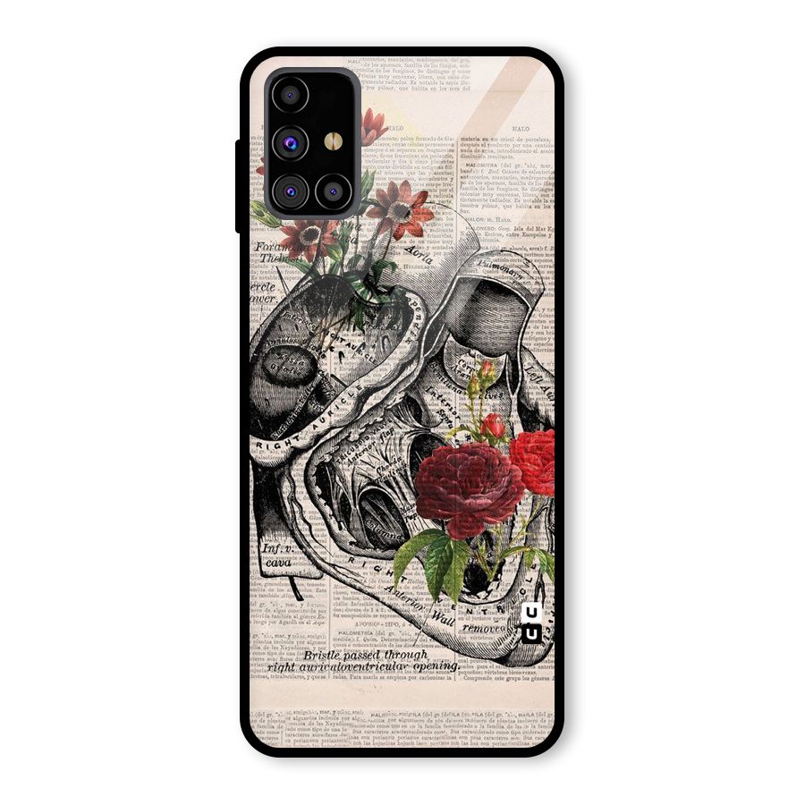 Heart Newspaper Glass Back Case for Galaxy M31s