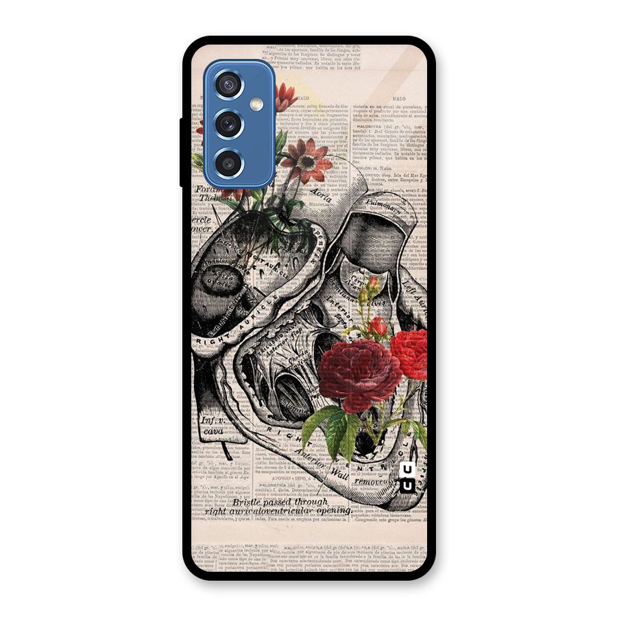 Heart Newspaper Glass Back Case for Galaxy M52 5G