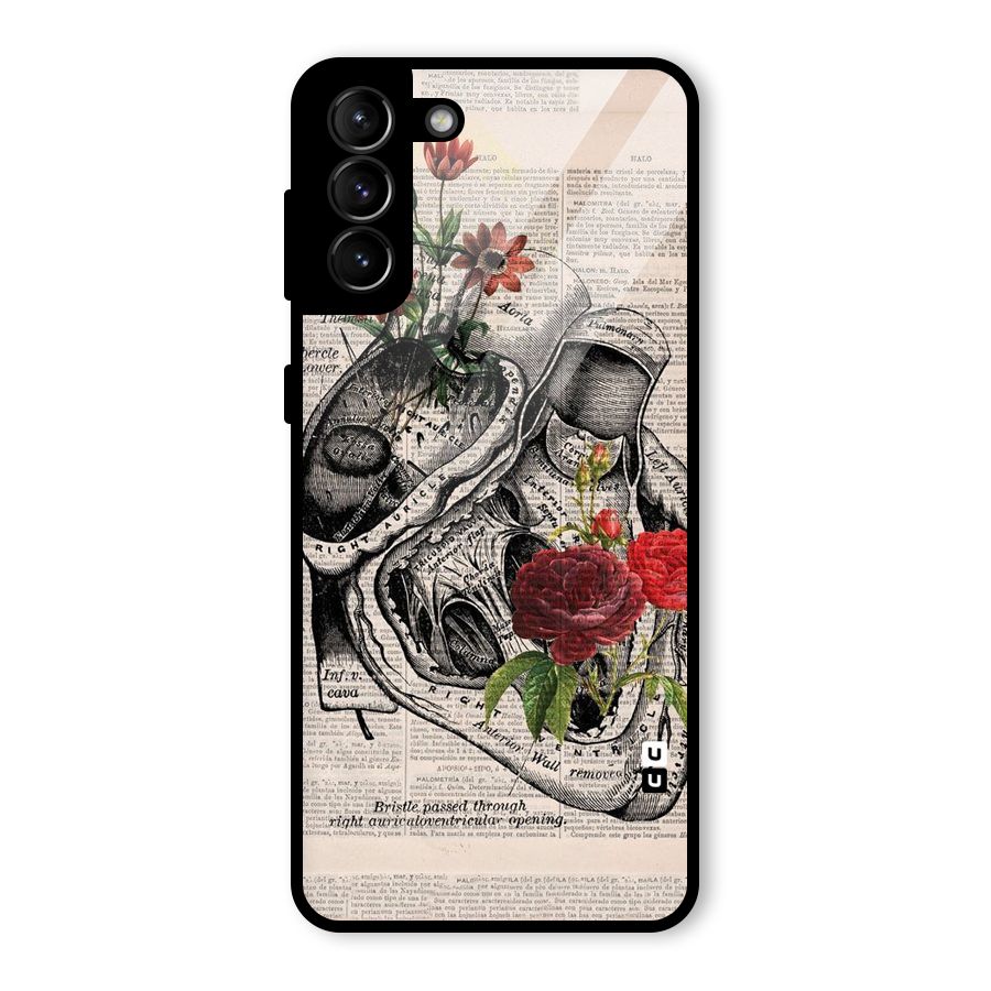 Heart Newspaper Glass Back Case for Galaxy S21 Plus