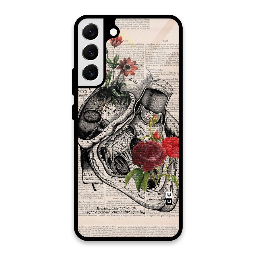 Heart Newspaper Glass Back Case for Galaxy S22 Plus 5G