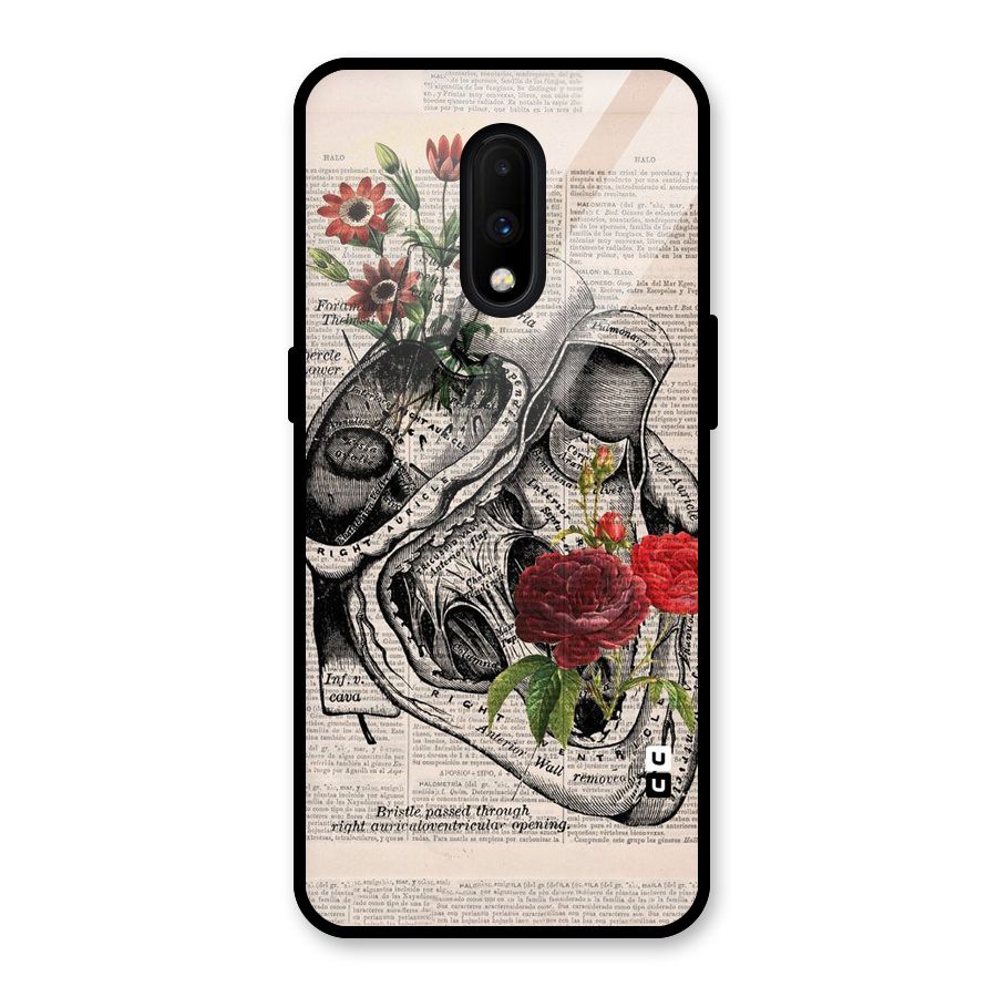 Heart Newspaper Glass Back Case for OnePlus 7