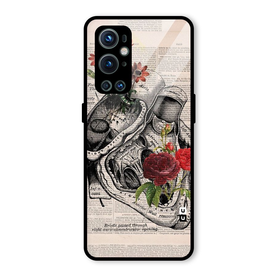 Heart Newspaper Glass Back Case for OnePlus 9 Pro