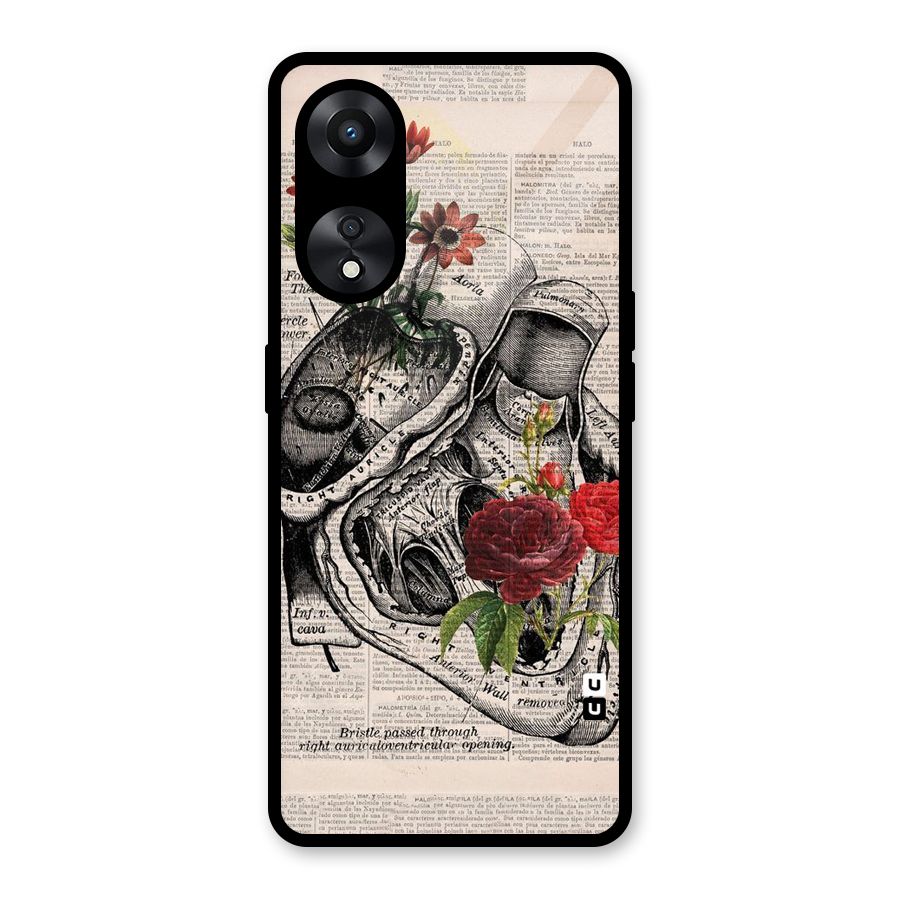 Heart Newspaper Glass Back Case for Oppo A78