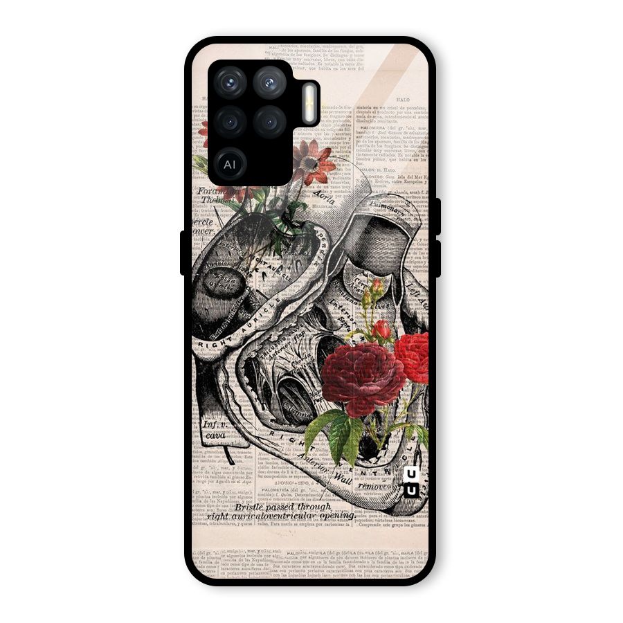 Heart Newspaper Glass Back Case for Oppo F19 Pro