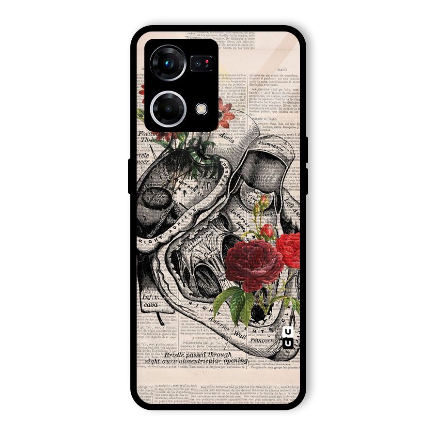 Heart Newspaper Glass Back Case for Oppo F21s Pro 4G