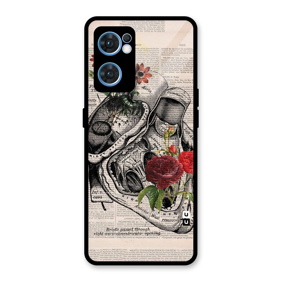 Heart Newspaper Glass Back Case for Oppo Reno7 5G