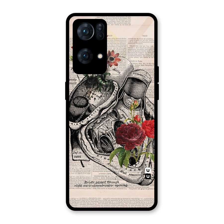 Heart Newspaper Glass Back Case for Oppo Reno7 Pro 5G