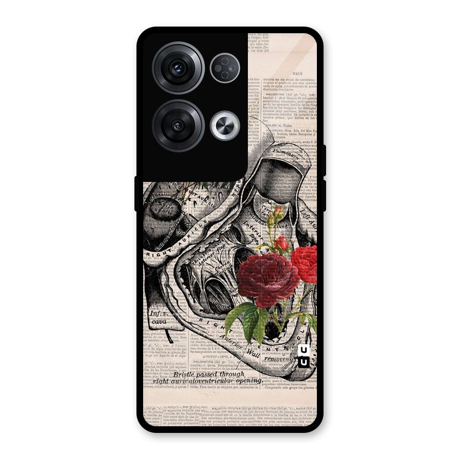 Heart Newspaper Glass Back Case for Oppo Reno8 Pro 5G