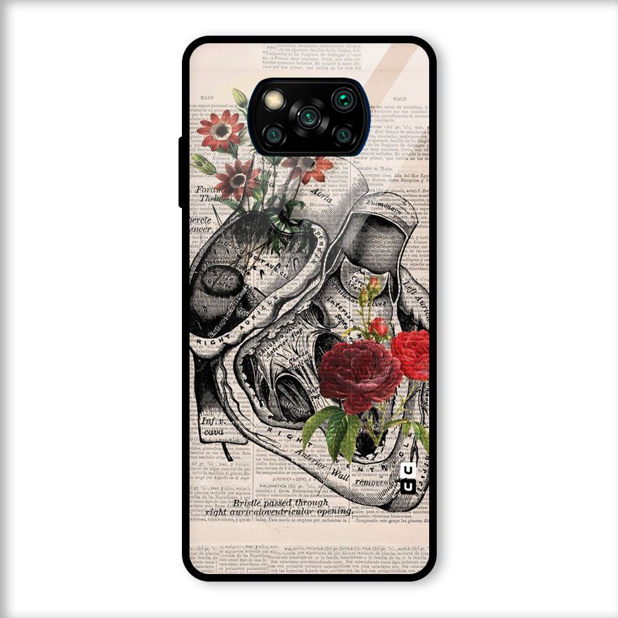 Heart Newspaper Glass Back Case for Poco X3