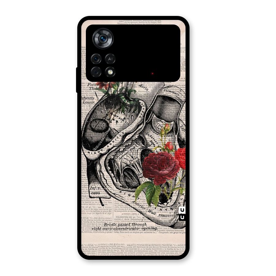 Heart Newspaper Glass Back Case for Poco X4 Pro 5G
