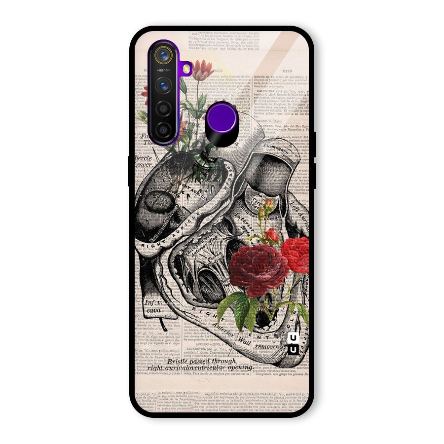 Heart Newspaper Glass Back Case for Realme 5 Pro