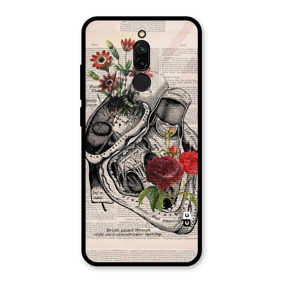 Heart Newspaper Glass Back Case for Redmi 8