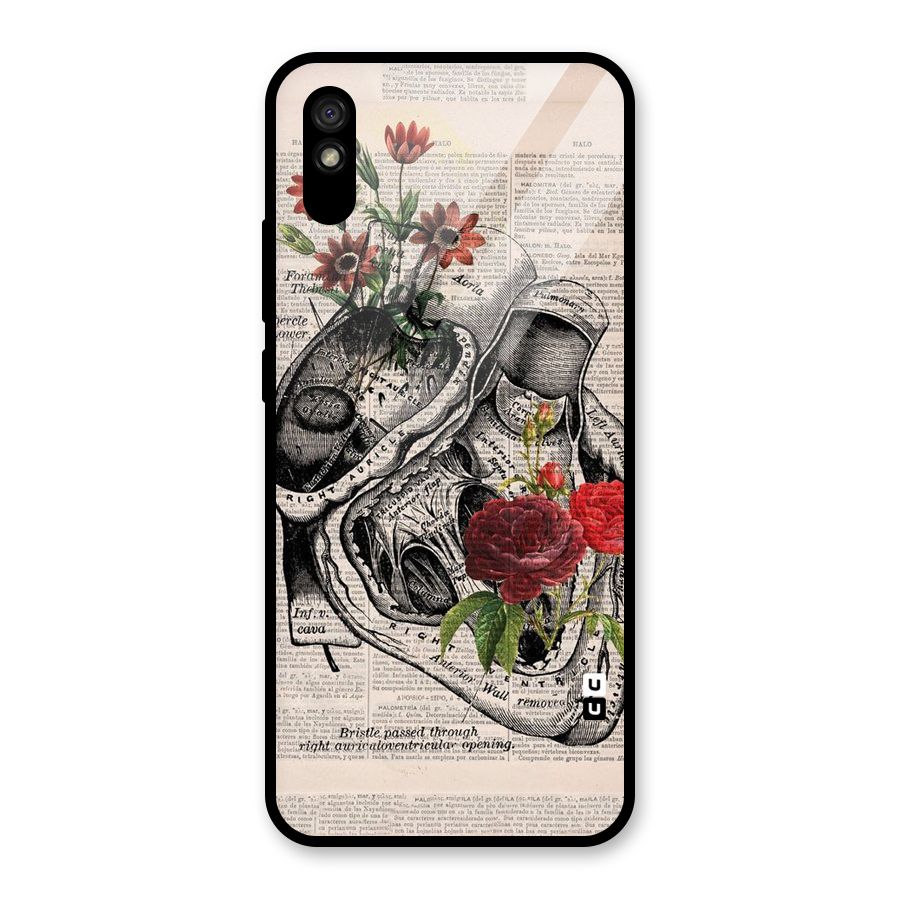 Heart Newspaper Glass Back Case for Redmi 9A