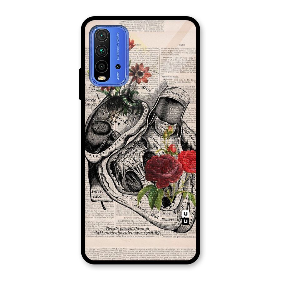Heart Newspaper Glass Back Case for Redmi 9 Power