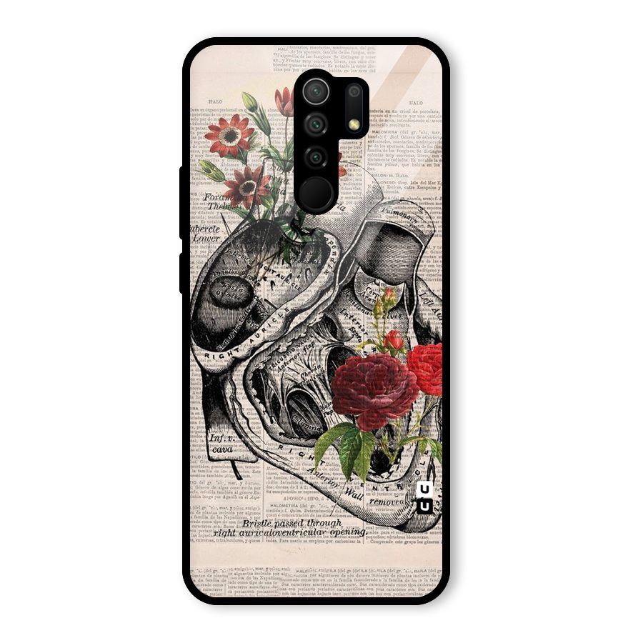 Heart Newspaper Glass Back Case for Redmi 9 Prime