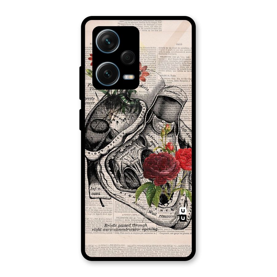 Heart Newspaper Glass Back Case for Redmi Note 12 Pro Plus 5G