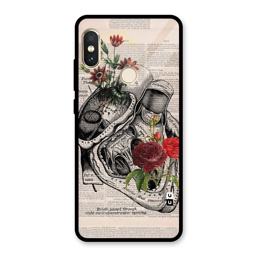 Heart Newspaper Glass Back Case for Redmi Note 5 Pro
