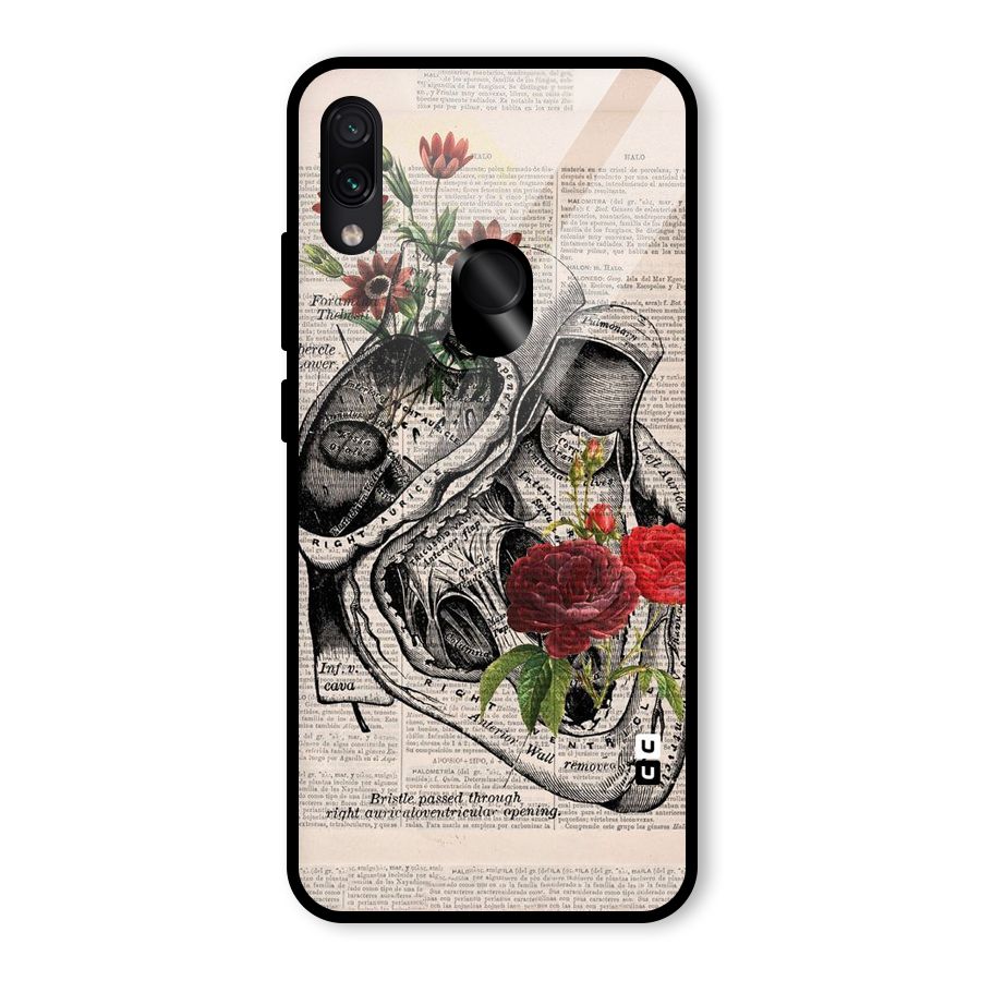 Heart Newspaper Glass Back Case for Redmi Note 7 Pro