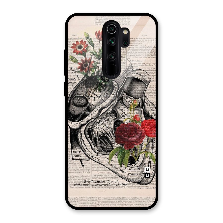 Heart Newspaper Glass Back Case for Redmi Note 8 Pro