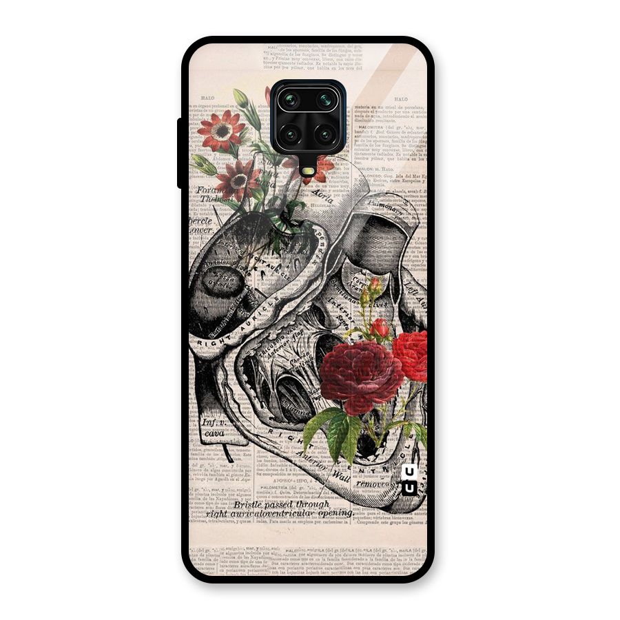 Heart Newspaper Glass Back Case for Redmi Note 9 Pro