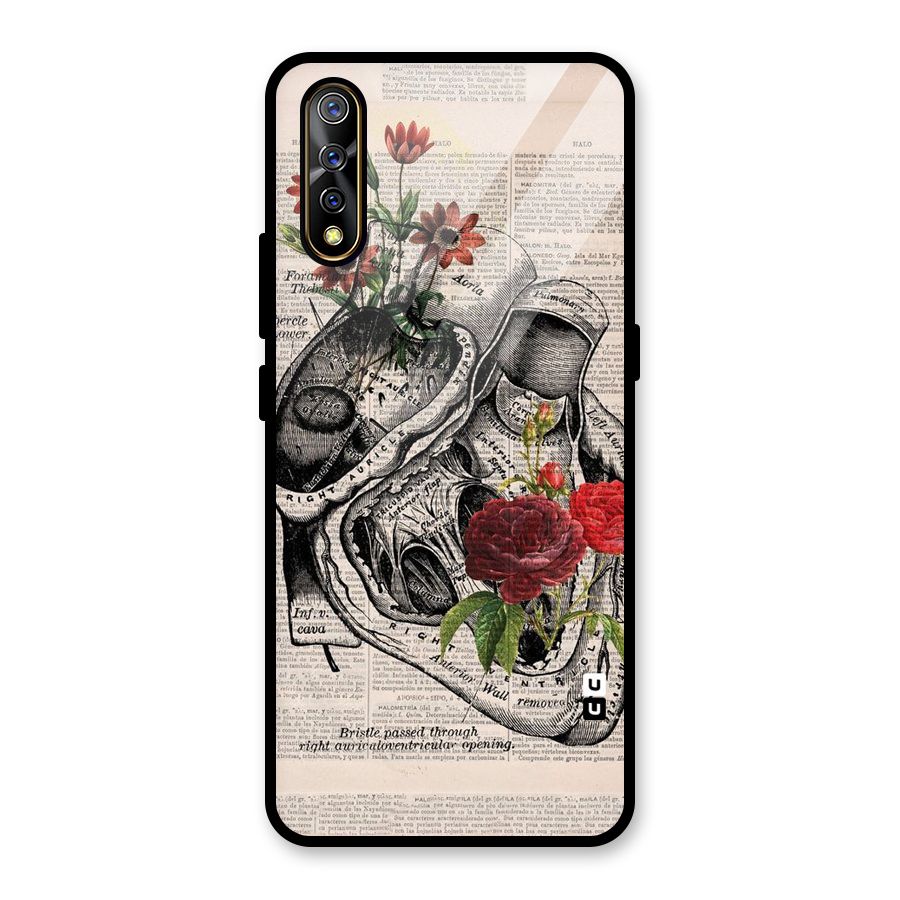 Heart Newspaper Glass Back Case for Vivo S1