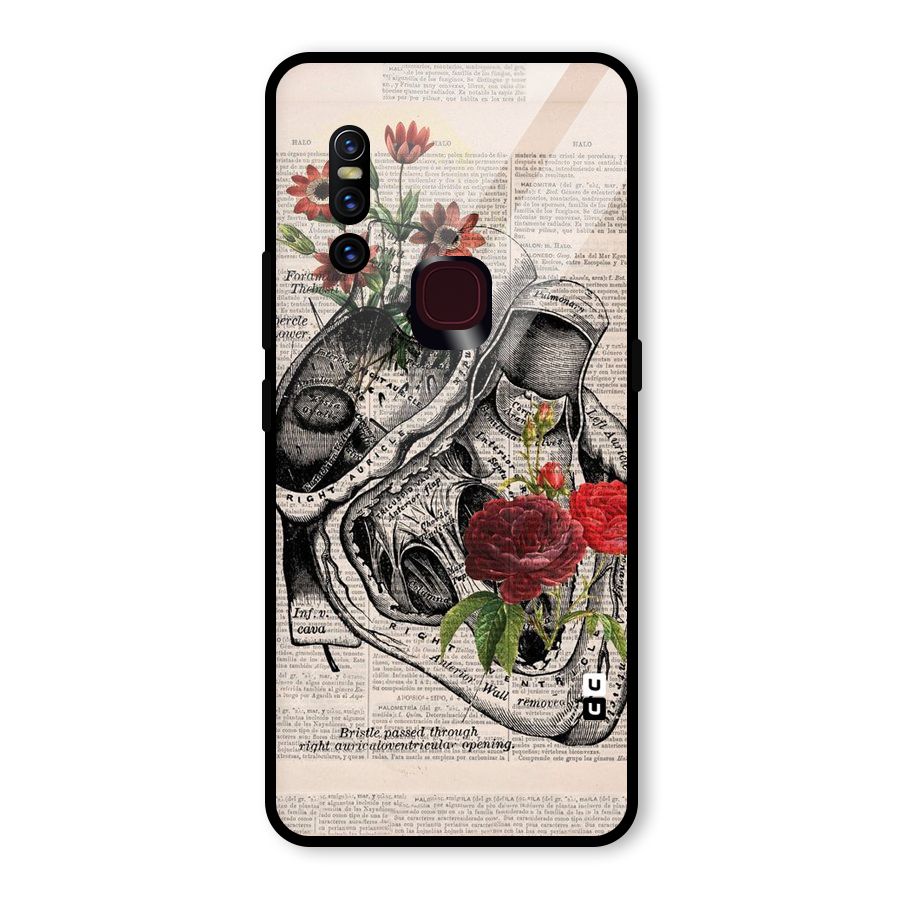 Heart Newspaper Glass Back Case for Vivo V15