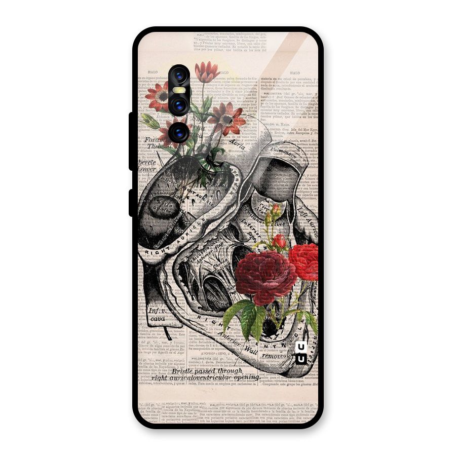 Heart Newspaper Glass Back Case for Vivo V15 Pro
