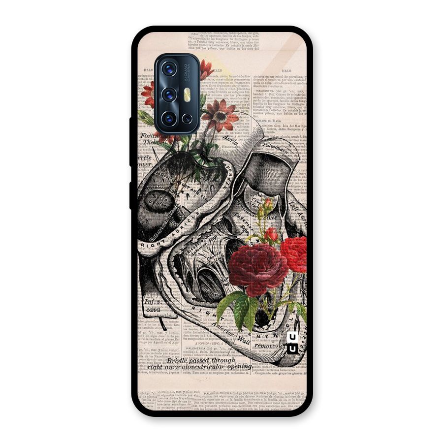 Heart Newspaper Glass Back Case for Vivo V17