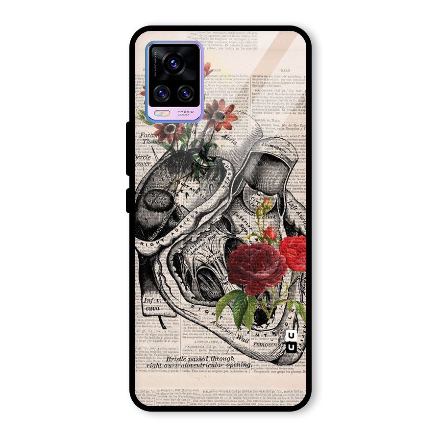 Heart Newspaper Glass Back Case for Vivo V20 Pro