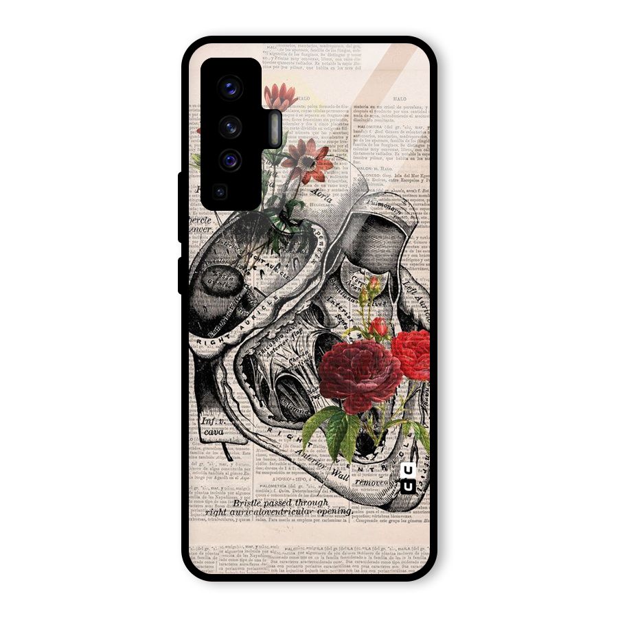 Heart Newspaper Glass Back Case for Vivo X50