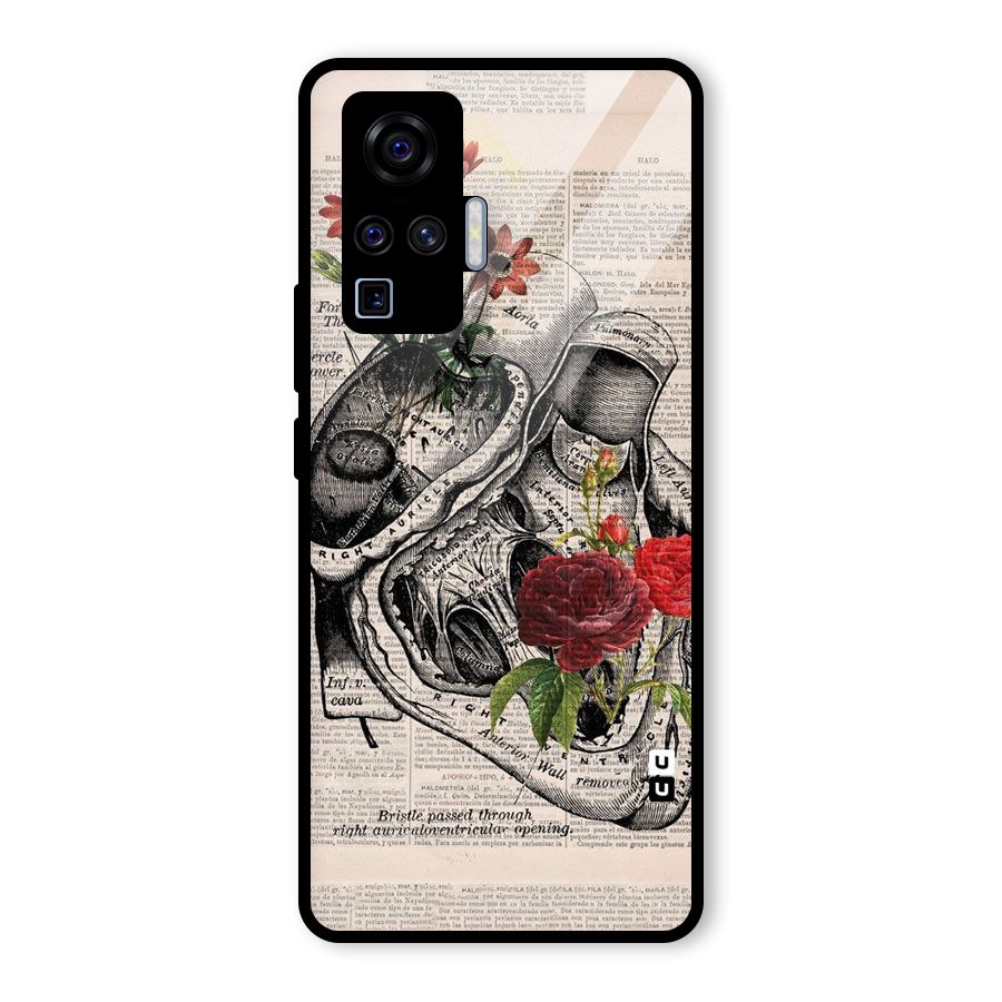 Heart Newspaper Glass Back Case for Vivo X50 Pro
