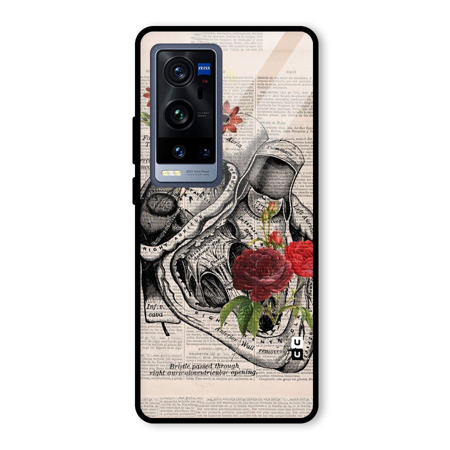 Heart Newspaper Glass Back Case for Vivo X60 Pro Plus