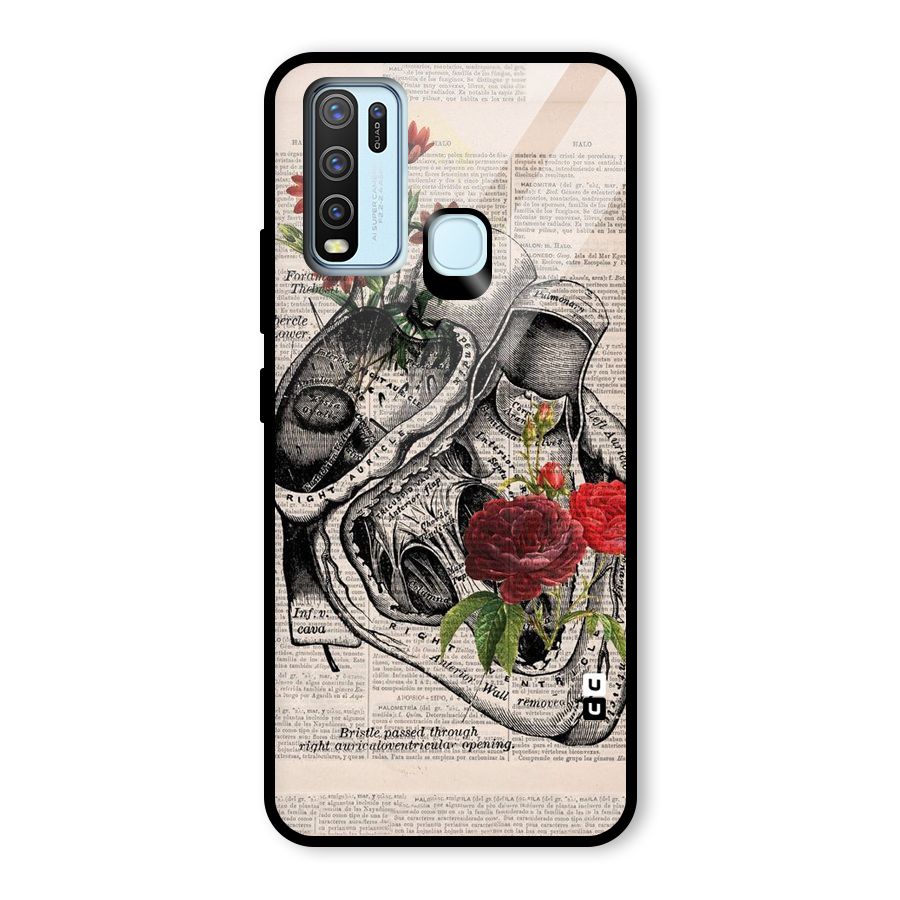 Heart Newspaper Glass Back Case for Vivo Y30